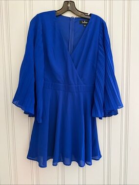 Lulu's Royal Blue Long Sleeve Wrap Dress